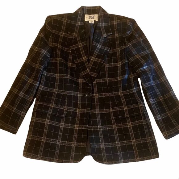 Mark Alexander 100% Wool Plaid Blazer Size 8 Woolmark - Picture 1 of 11